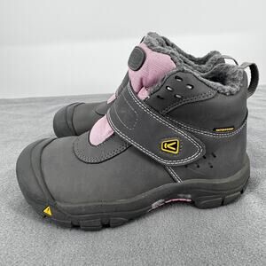 KEEN Winter Boots Gray Pink Girls Youth 2 Waterproof 200g Insulated Snow Boots